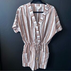 Love riche women’s romper Color: Brown/white striped Size: S 100% Cotton l